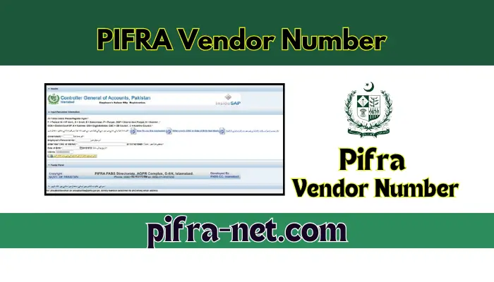 PIFRA Vendor Number