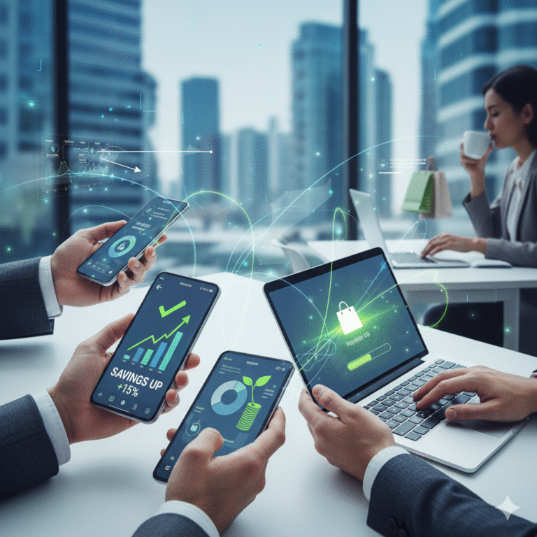 “A person using a smartphone to manage money digitally — digital banking and fintech concept 2025”