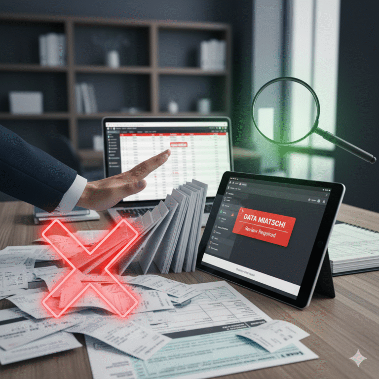 “A professional reviewing tax documents with a calculator and laptop — avoiding common accounting mistakes in 2025.”