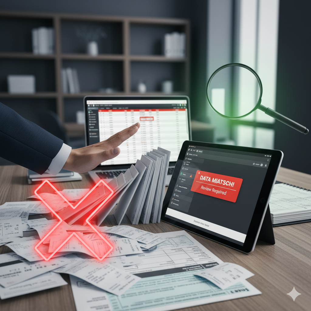 “A professional reviewing tax documents with a calculator and laptop — avoiding common accounting mistakes in 2025.”